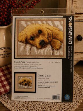 Vintage Dimensions Sweet Puppy Needlepoint Kit #20055 NEW Sealed John Weiss